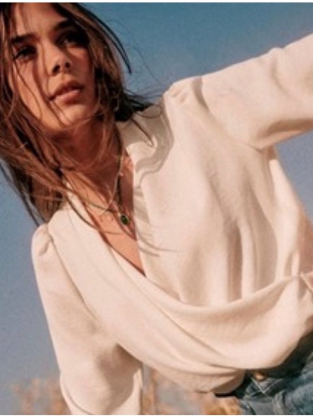 Sezane Abelia Ivory Wrap Blouse, Size 32 (US 0) NWOT